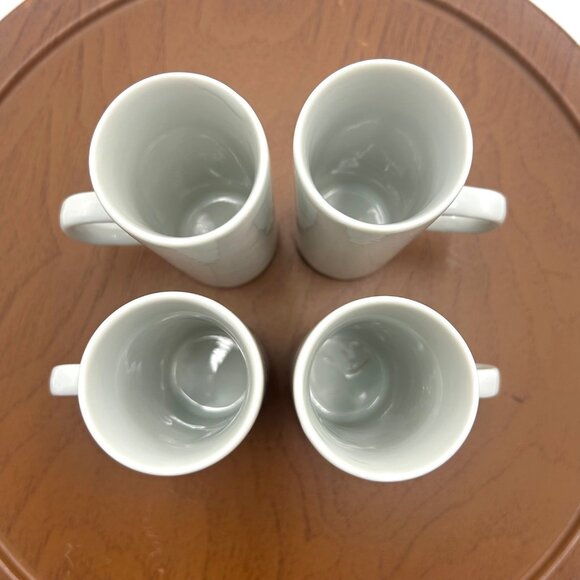 Handmade White Porcelain Espresso Coffee Mugs With D Handles Set of 4 Minimalist - Picture 4 of 12